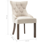 Sillas de comedor 2 unidades de tela beige