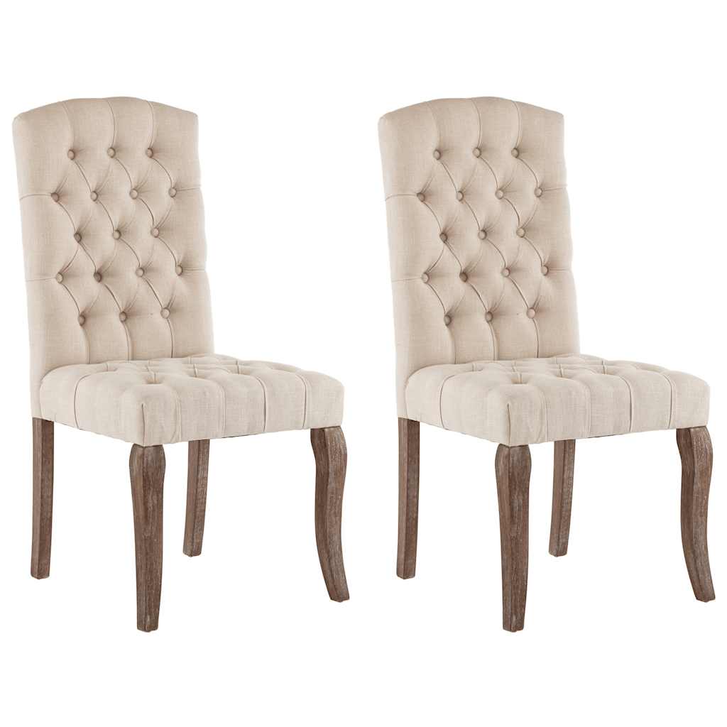 Sillas de comedor 2 unidades tela con apariencia de lino beige