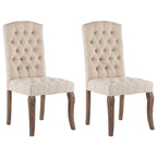 Sillas de comedor 2 unidades tela con apariencia de lino beige