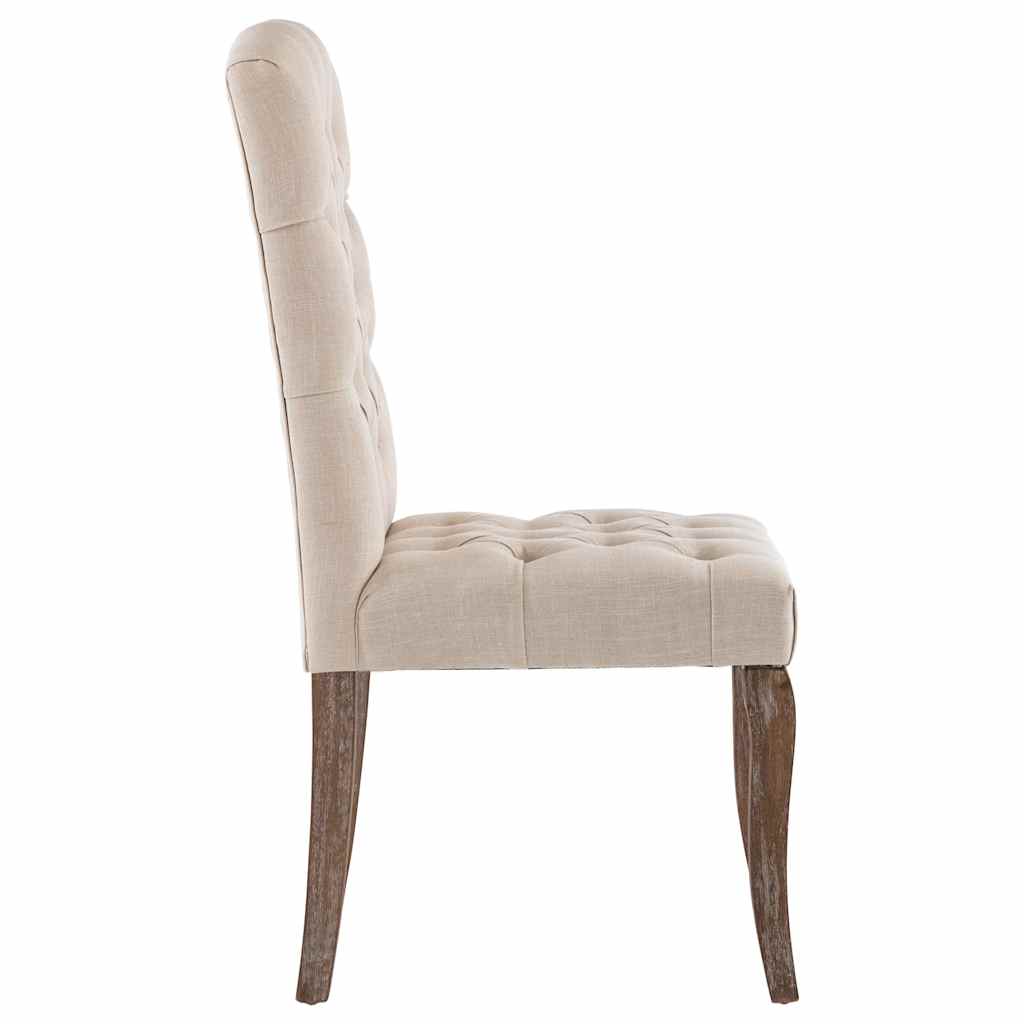 Sillas de comedor 2 unidades tela con apariencia de lino beige