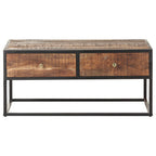 Mesa de centro de madera de acacia rugosa 90x50x40 cm