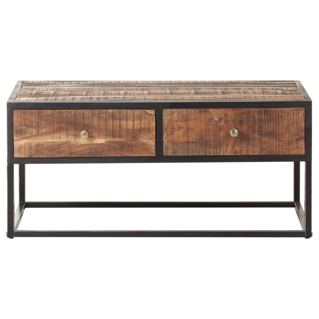 Mesa de centro de madera de acacia rugosa 90x50x40 cm
