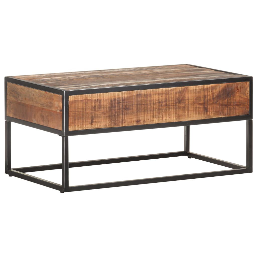 Mesa de centro de madera de acacia rugosa 90x50x40 cm