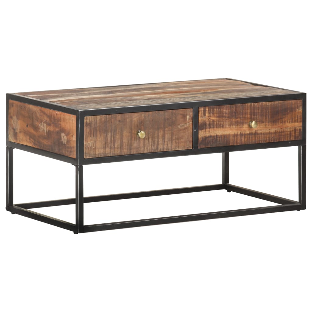 Mesa de centro de madera de acacia rugosa 90x50x40 cm