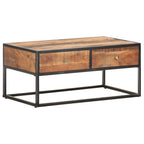 Mesa de centro de madera de acacia rugosa 90x50x40 cm