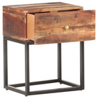 Mesita de noche de madera de acacia rugosa 40x30x50 cm