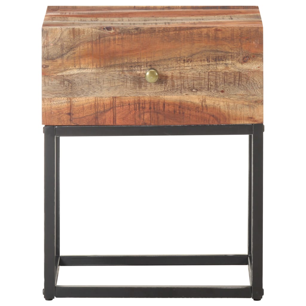 Mesita de noche de madera de acacia rugosa 40x30x50 cm