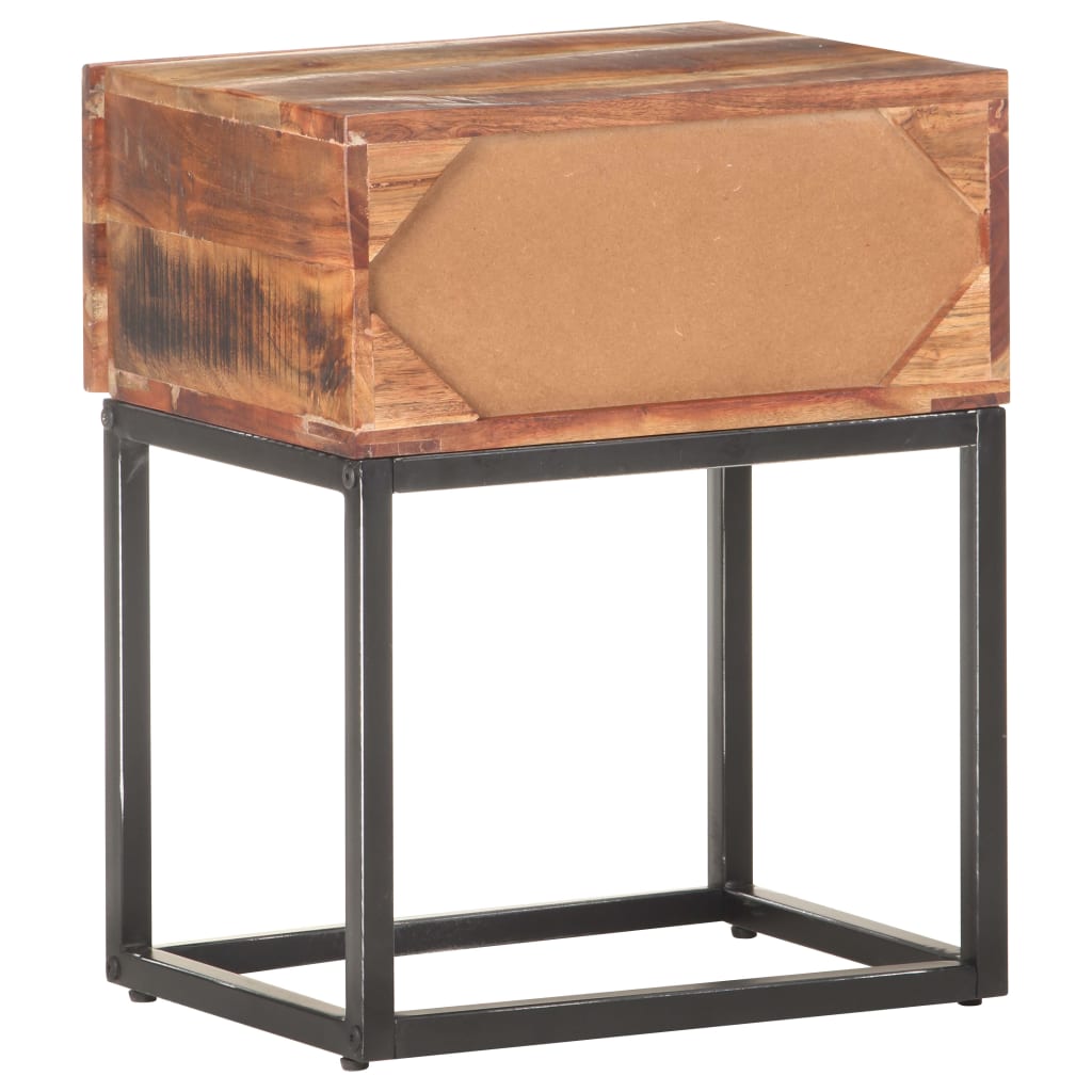 Mesita de noche de madera de acacia rugosa 40x30x50 cm