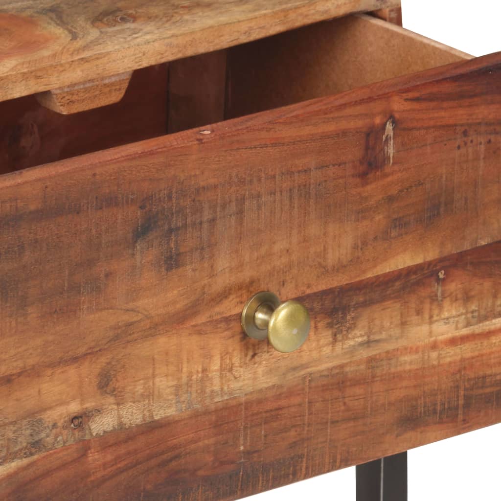 Mesita de noche de madera de acacia rugosa 40x30x50 cm