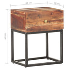 Mesita de noche de madera de acacia rugosa 40x30x50 cm
