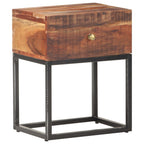 Mesita de noche de madera de acacia rugosa 40x30x50 cm