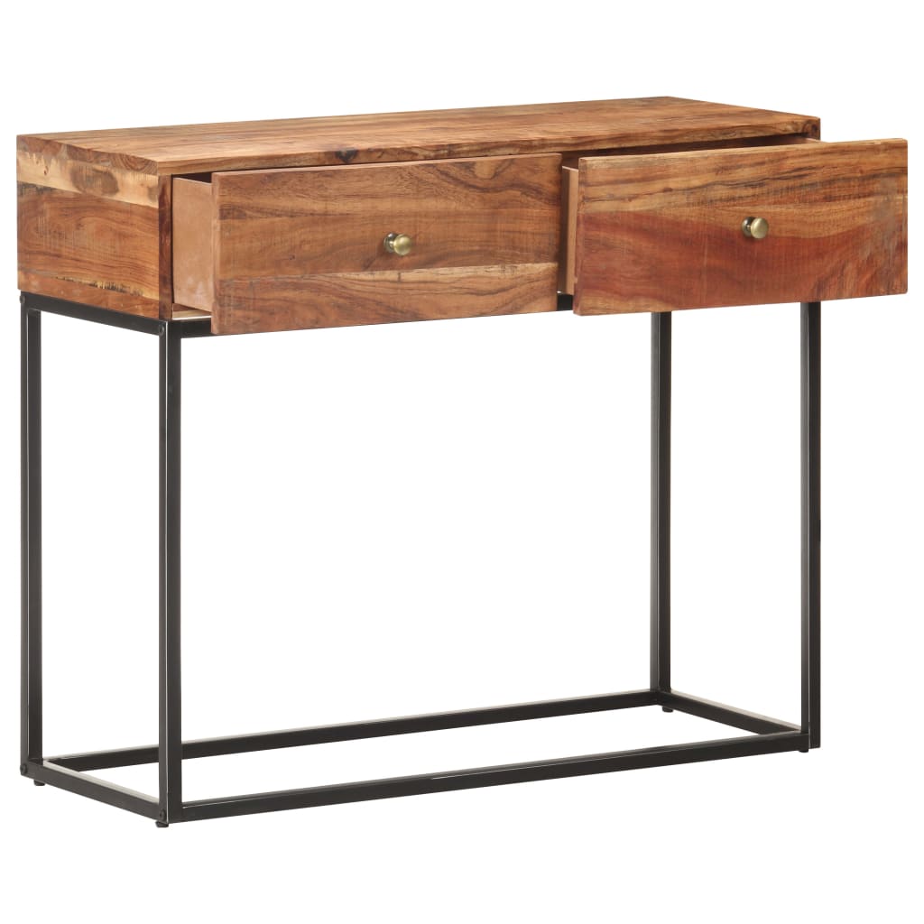 Mesa consola de madera de acacia rugosa 90x35x75 cm