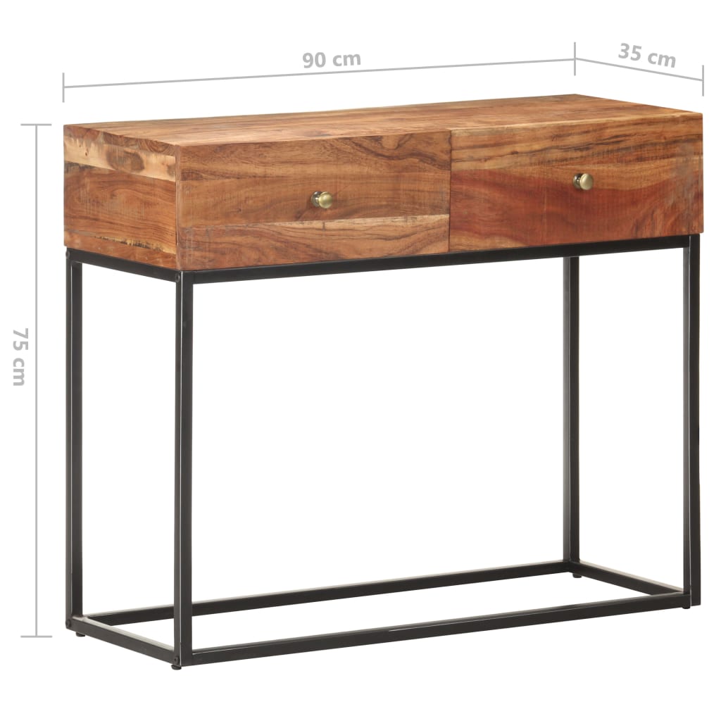 Mesa consola de madera de acacia rugosa 90x35x75 cm