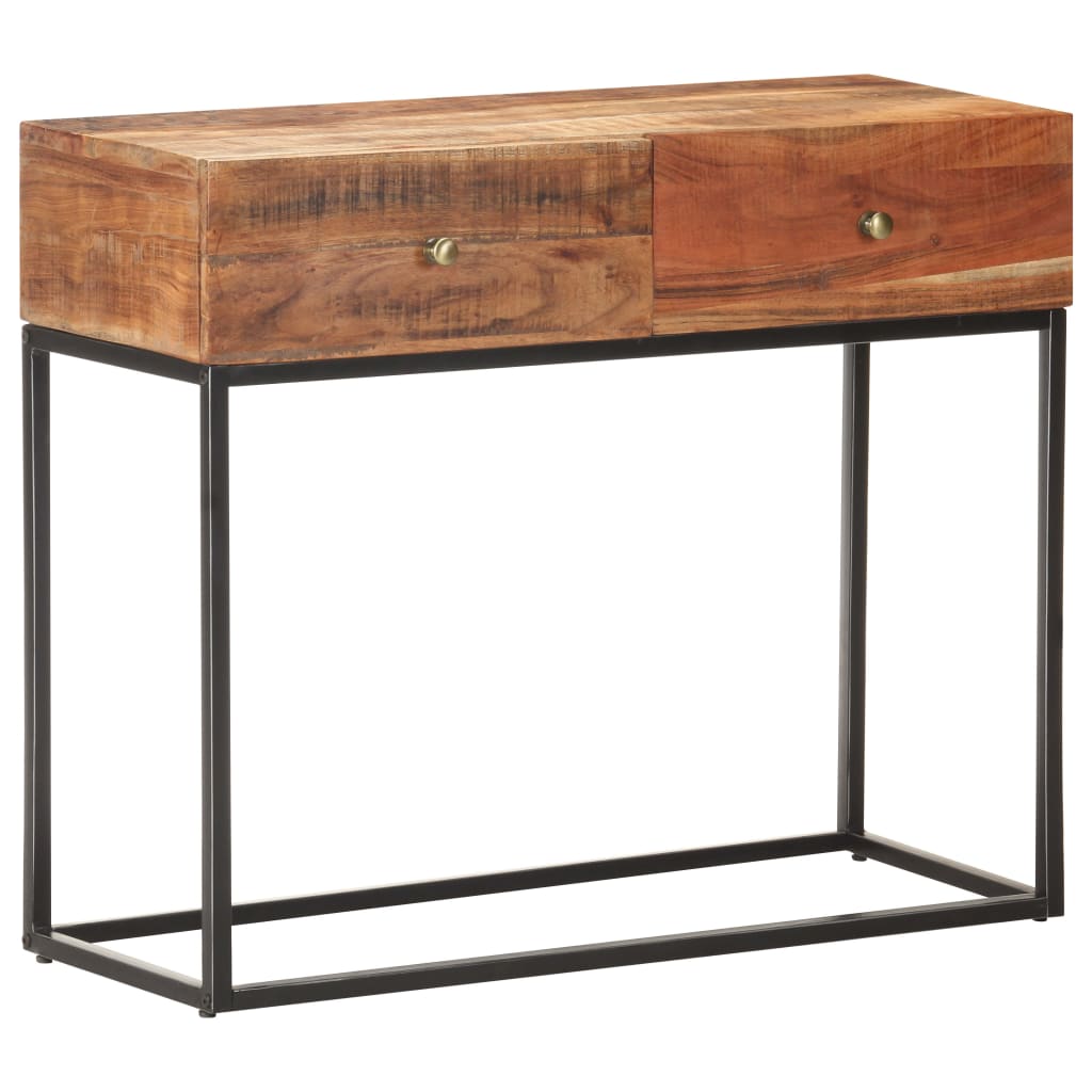 Mesa consola de madera de acacia rugosa 90x35x75 cm