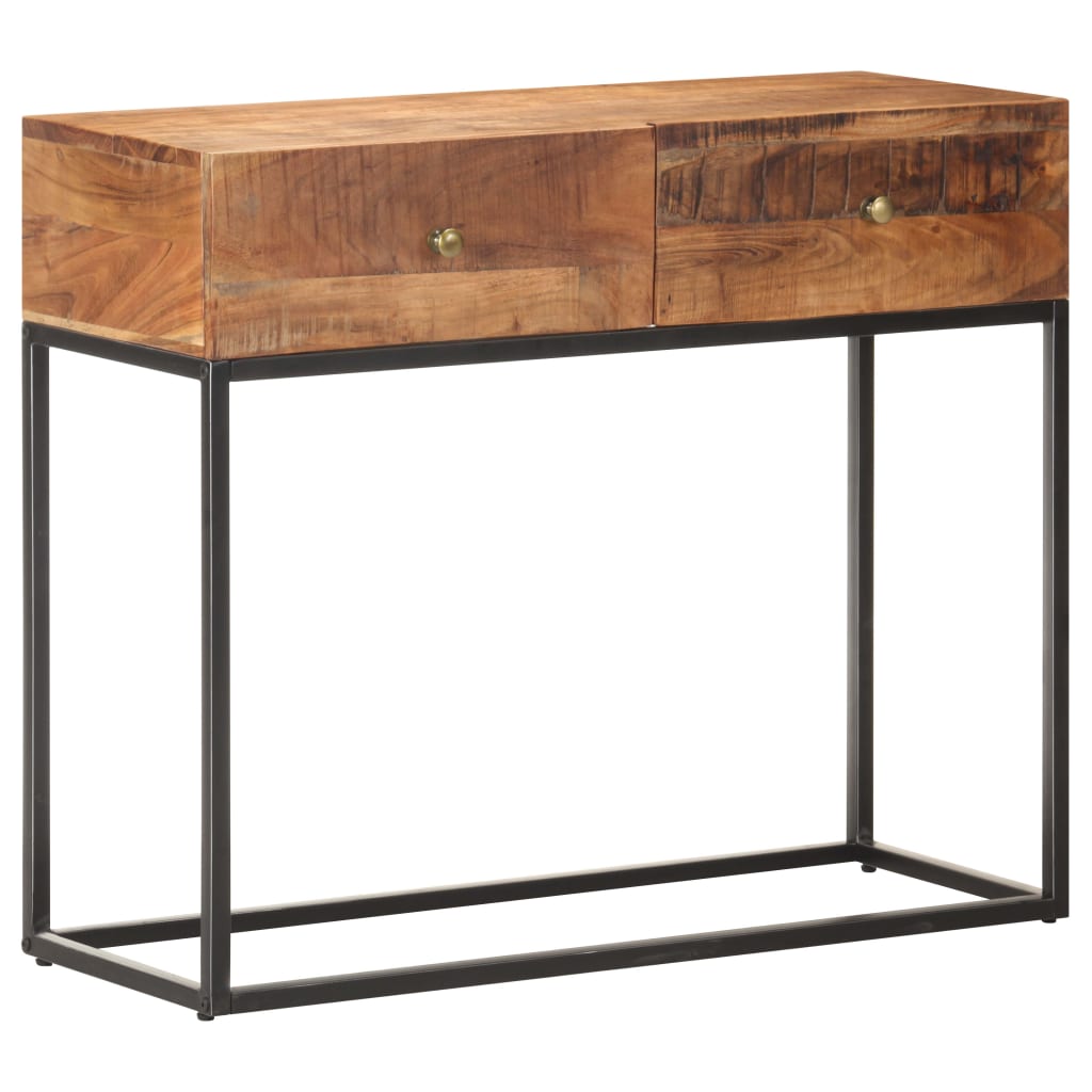Mesa consola de madera de acacia rugosa 90x35x75 cm