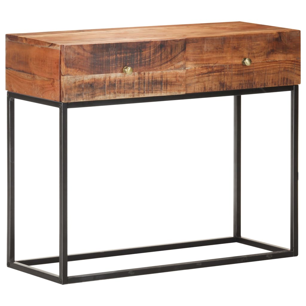 Mesa consola de madera de acacia rugosa 90x35x75 cm