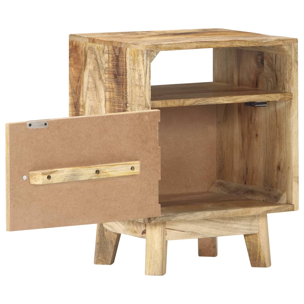 Mesita de noche de madera de mango rugosa 40x30x50 cm