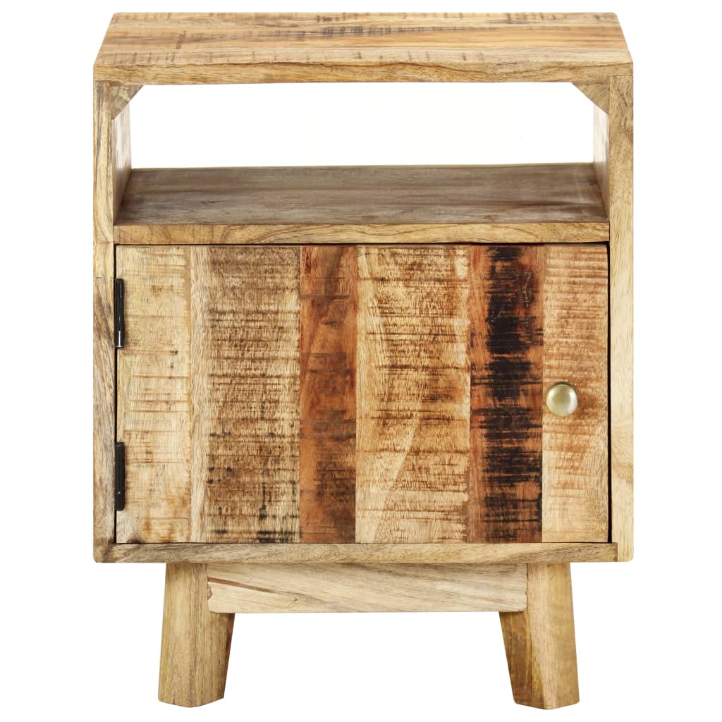 Mesita de noche de madera de mango rugosa 40x30x50 cm