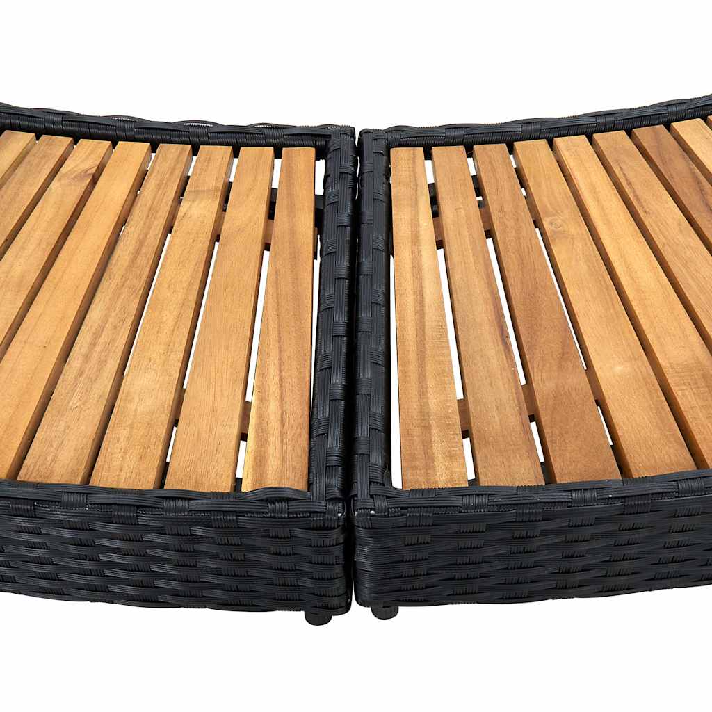 Borde de bañera de hidromasaje ratán PE madera de acacia negro