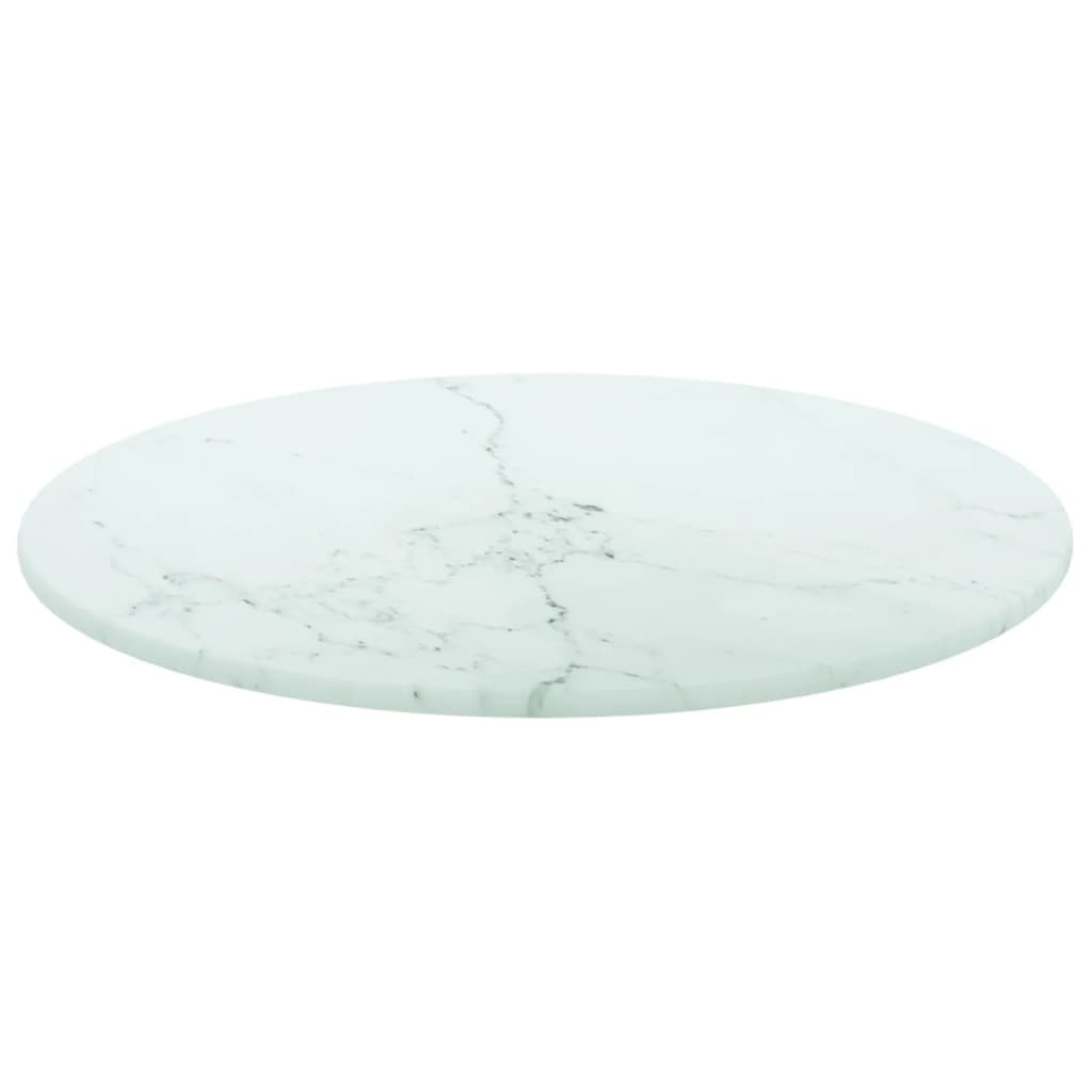 Tablero de mesa diseño mármol vidrio templado blanco Ø30x0,8 cm