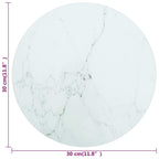 Tablero de mesa diseño mármol vidrio templado blanco Ø30x0,8 cm