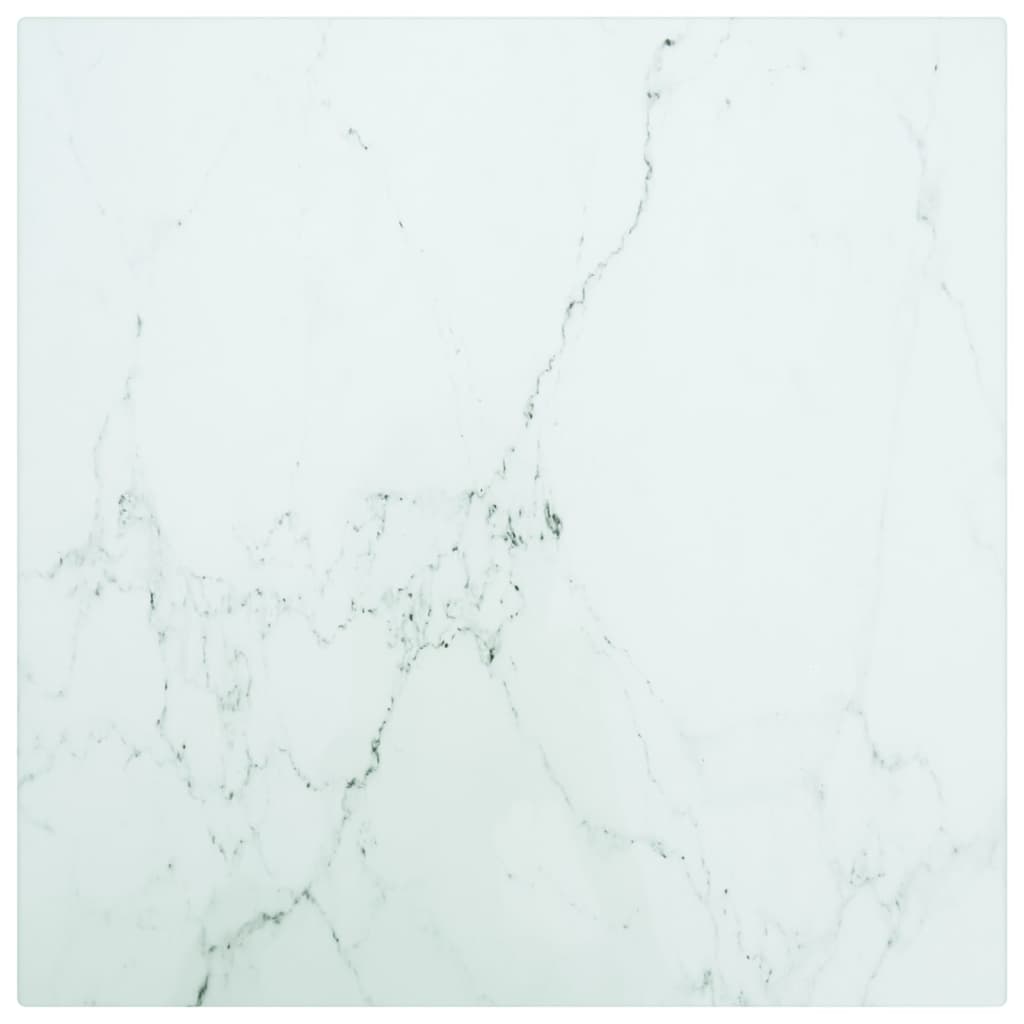 Tabletop, marble design, white tempered glass, Ø30x0.8 cm
