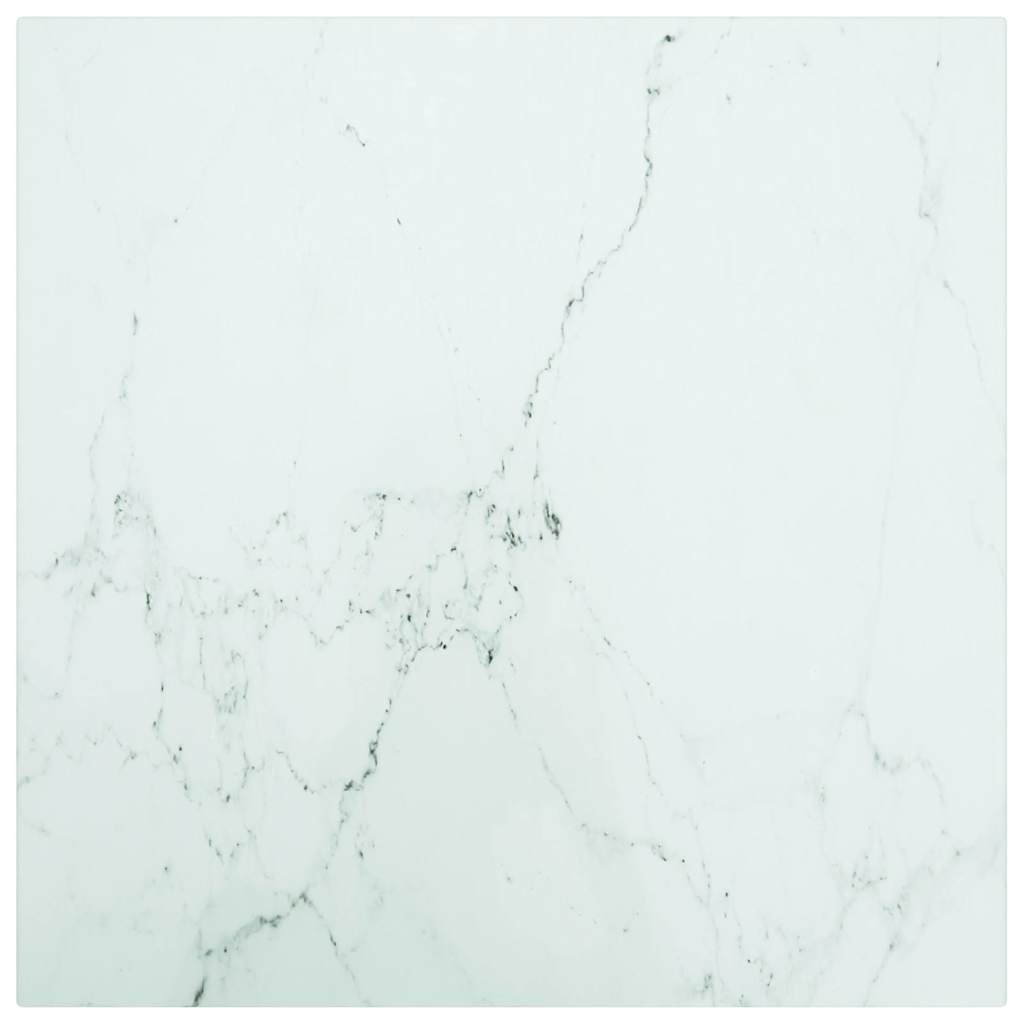 Tabletop, marble design, white tempered glass, Ø30x0.8 cm