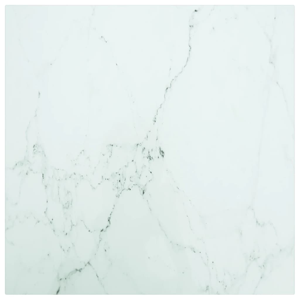 Tabletop, marble design, white tempered glass, Ø30x0.8 cm