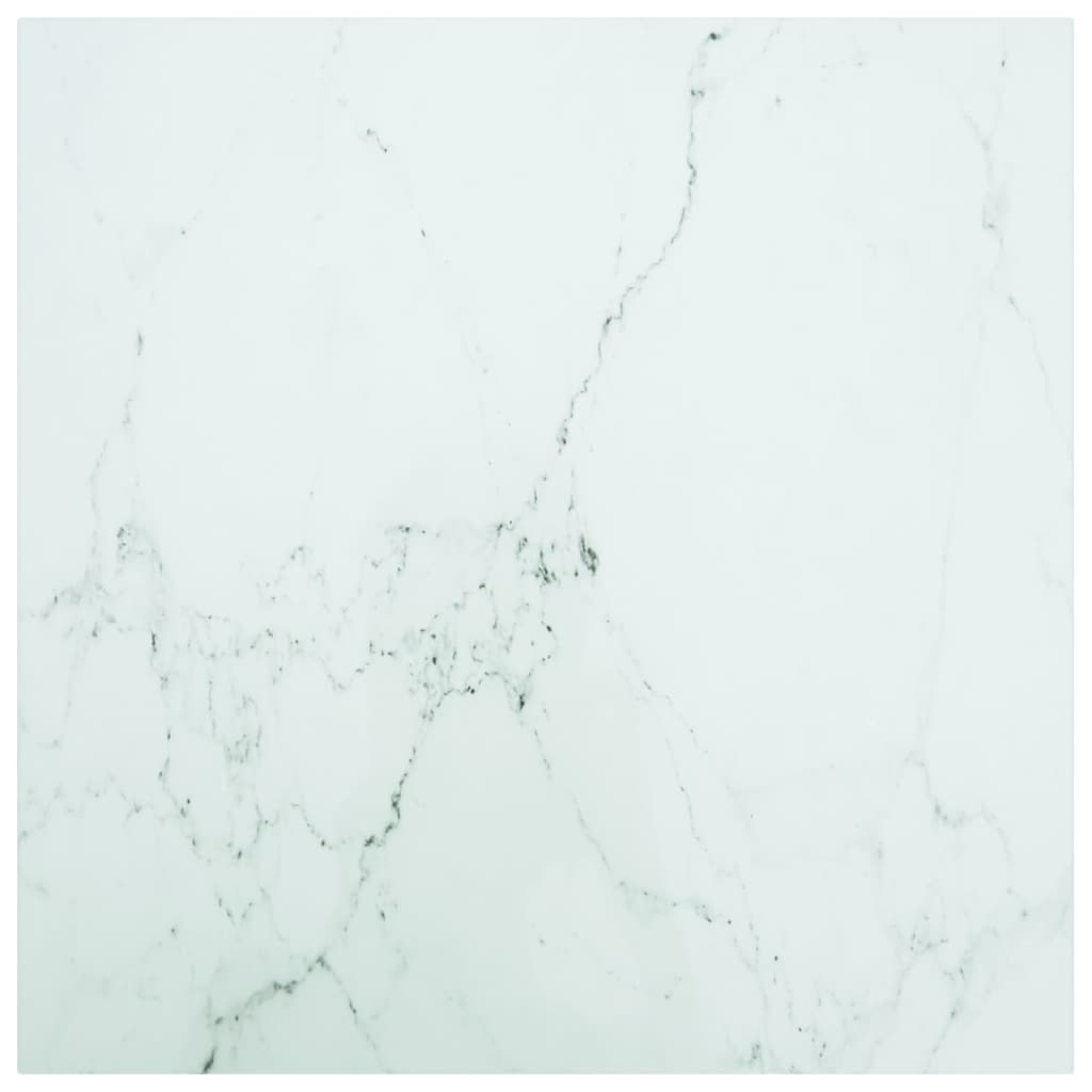 Tabletop, marble design, white tempered glass, Ø30x0.8 cm