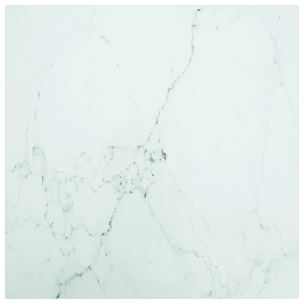 Tabletop, marble design, white tempered glass, Ø30x0.8 cm