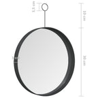 Espejo colgante con gancho negro 30 cm