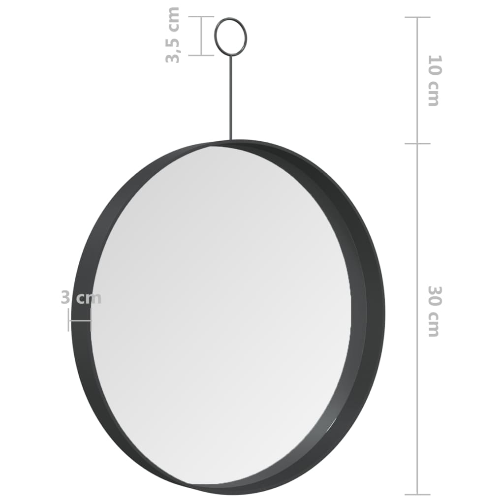 Espejo colgante con gancho negro 30 cm