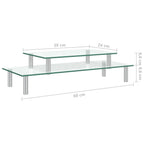 Soporte para monitor de 2 niveles vidrio transparente