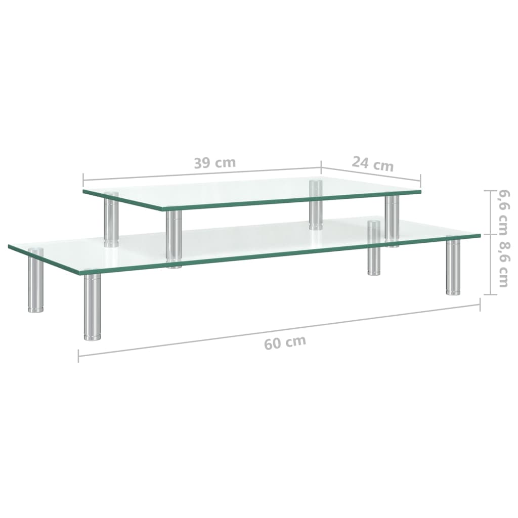 Soporte para monitor de 2 niveles vidrio transparente