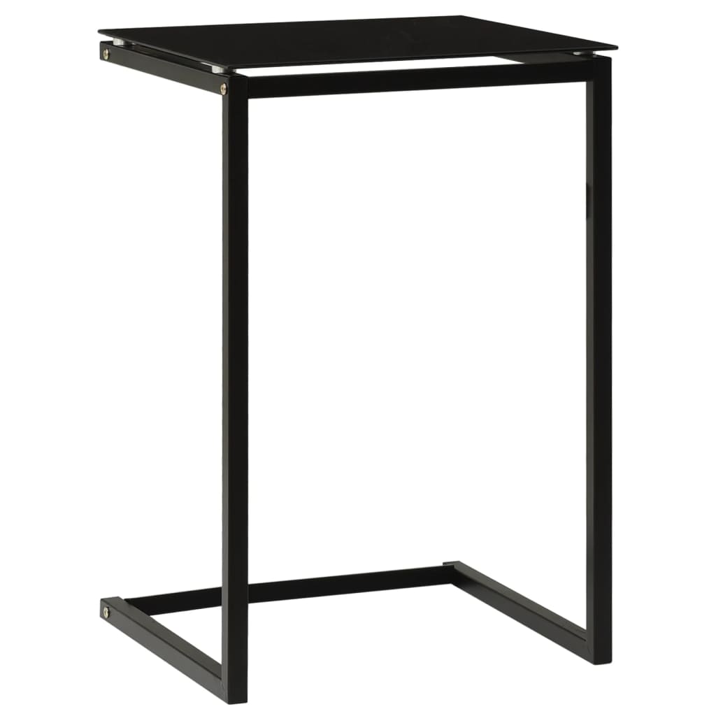 Mesa auxiliar de vidrio templado negro 40x40x60 cm