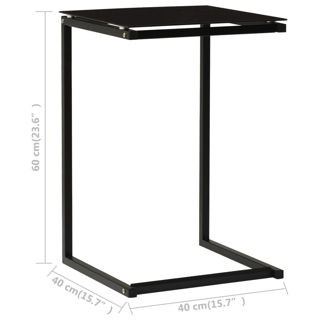 Mesa auxiliar de vidrio templado negro 40x40x60 cm