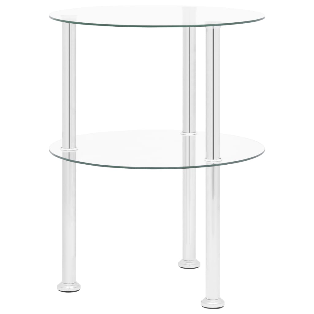 End Table 2-Tier Tempered Clear Glass 38 cm