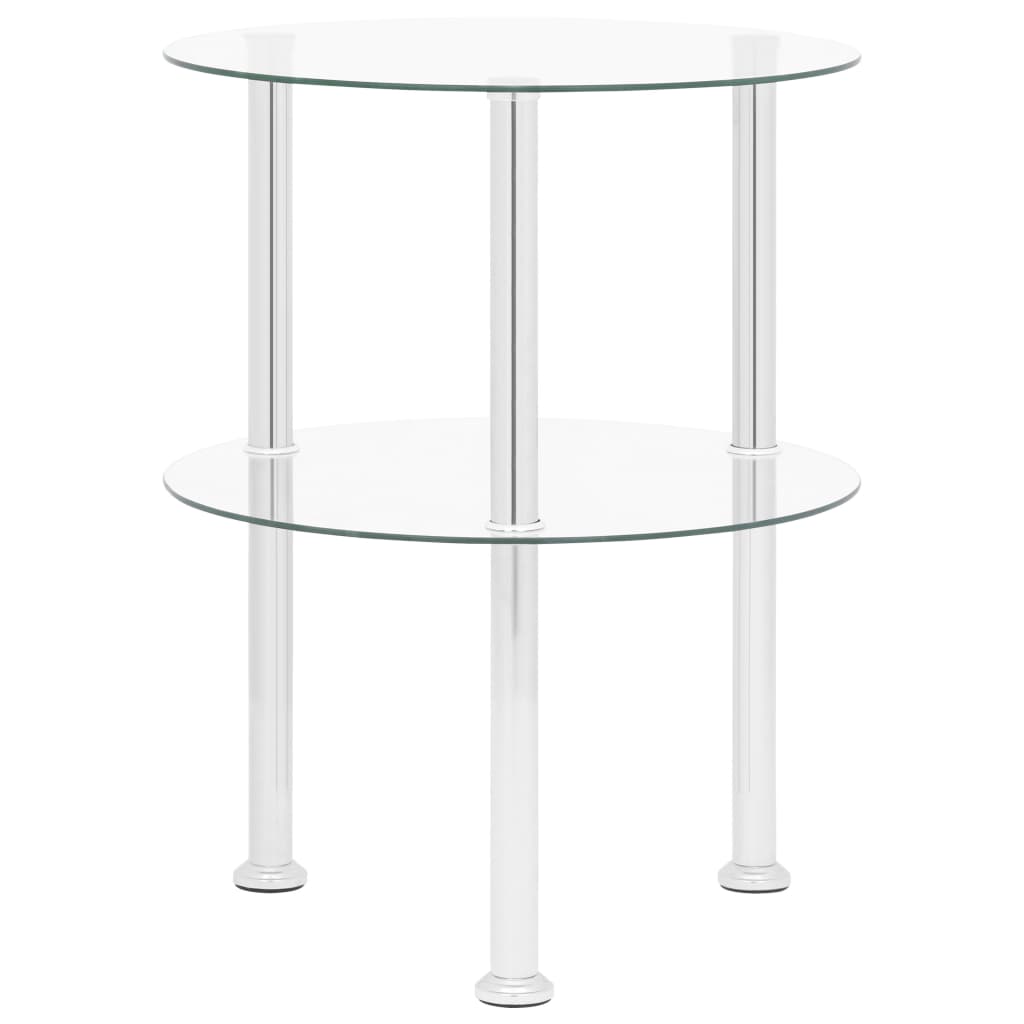 Mesa auxiliar 2 niveles vidrio templado transparente 38 cm