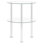 Mesa auxiliar 2 niveles vidrio templado transparente 38 cm