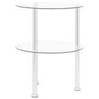 Mesa auxiliar 2 niveles vidrio templado transparente 38 cm