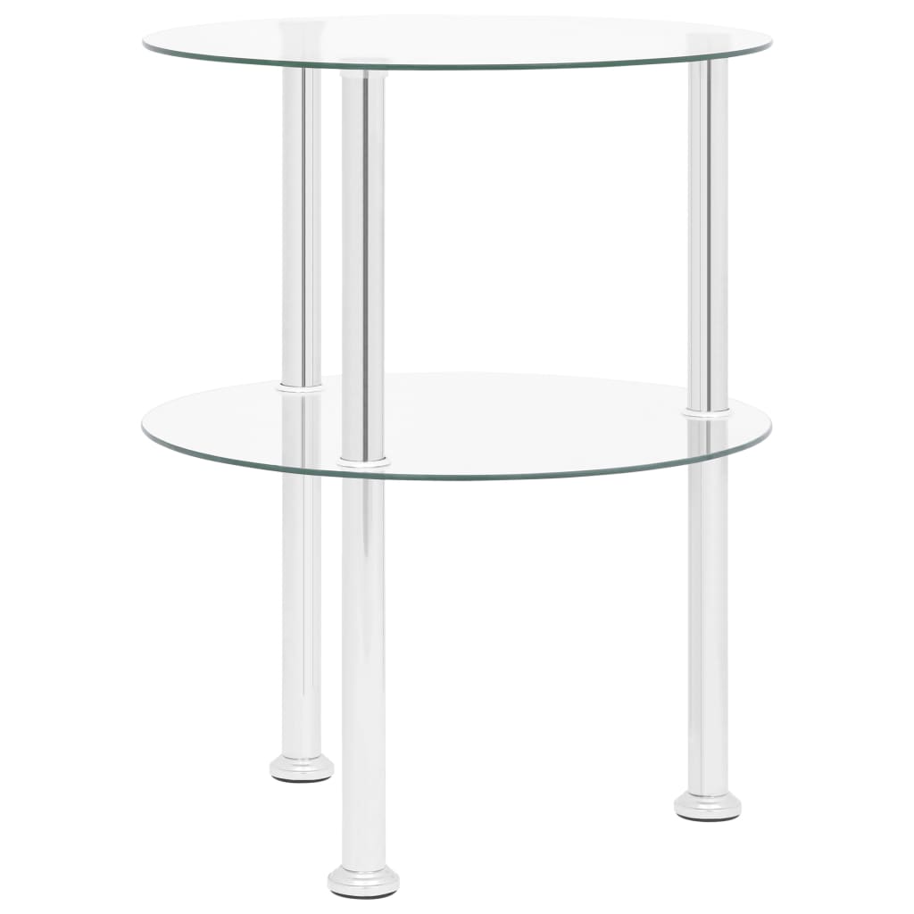 Mesa auxiliar 2 niveles vidrio templado transparente 38 cm
