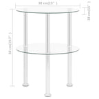 Mesa auxiliar 2 niveles vidrio templado transparente 38 cm