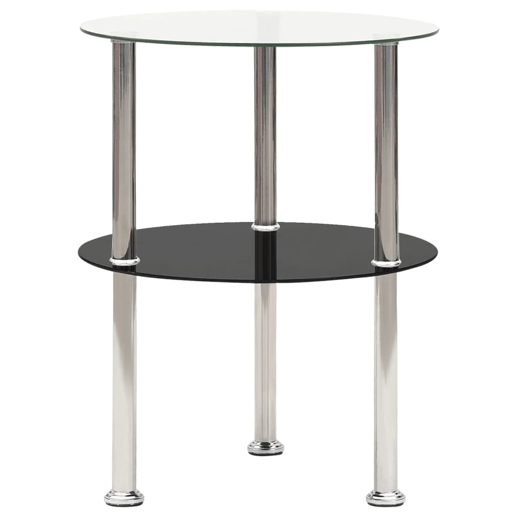Mesa auxiliar 2 niveles vidrio templado transparente 38 cm