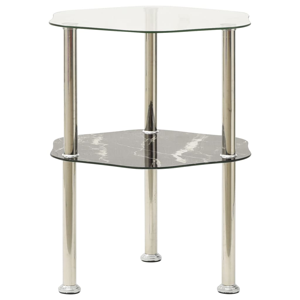 End Table 2-Tier Tempered Clear Glass 38 cm