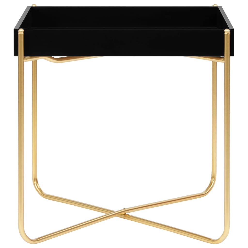 Mesa auxiliar negra y dorada MDF 38x38x38,5 cm