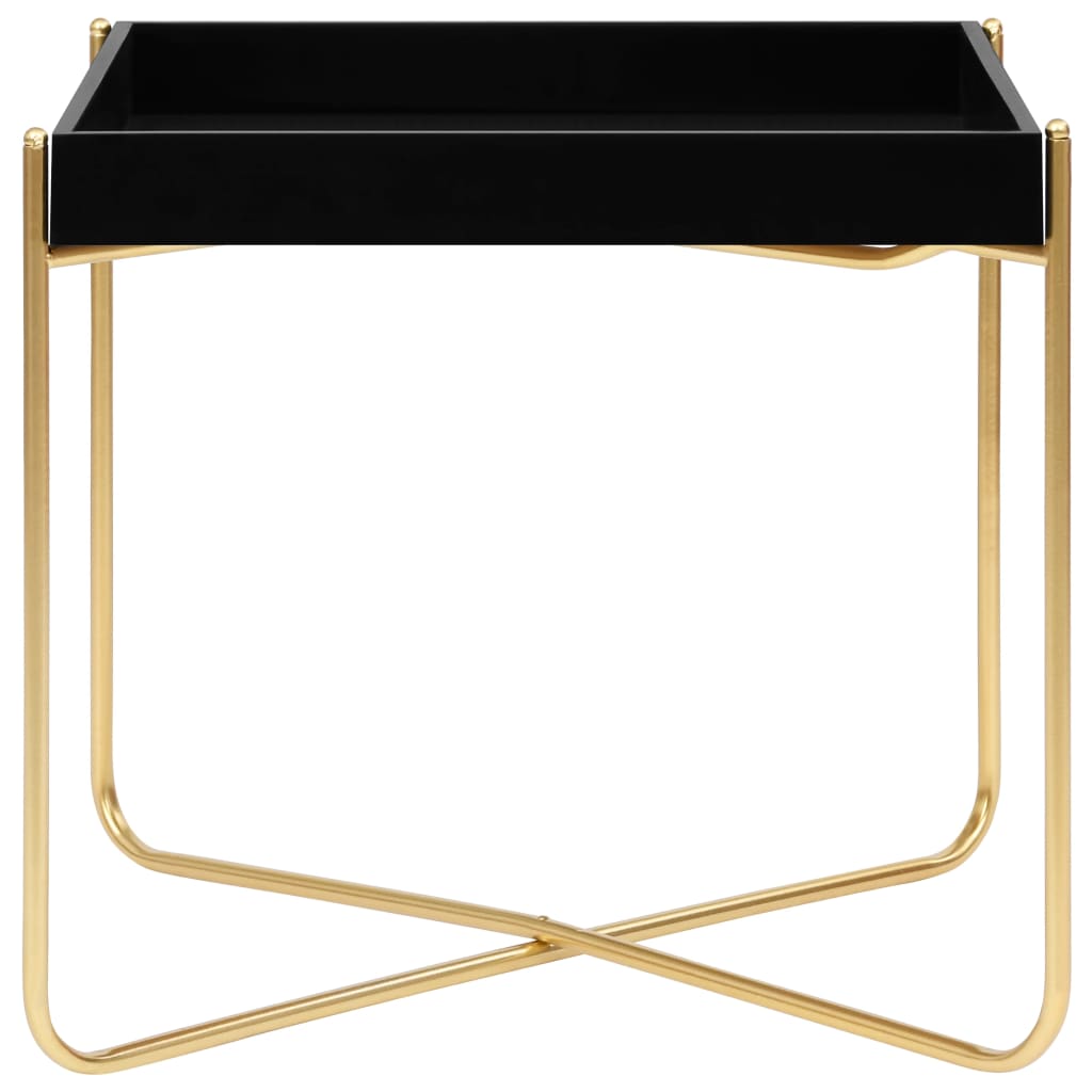 Mesa auxiliar negra y dorada MDF 38x38x38,5 cm