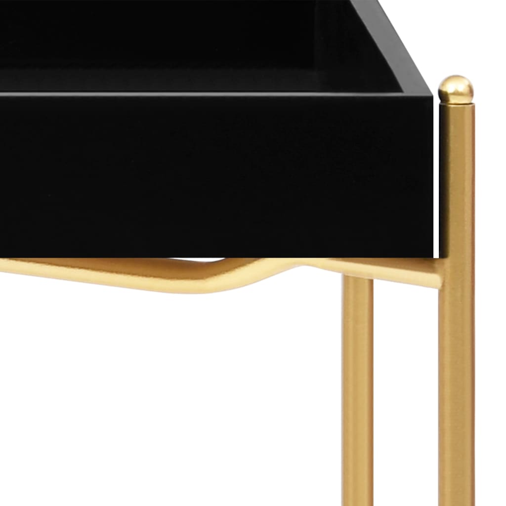 Mesa auxiliar negra y dorada MDF 38x38x38,5 cm