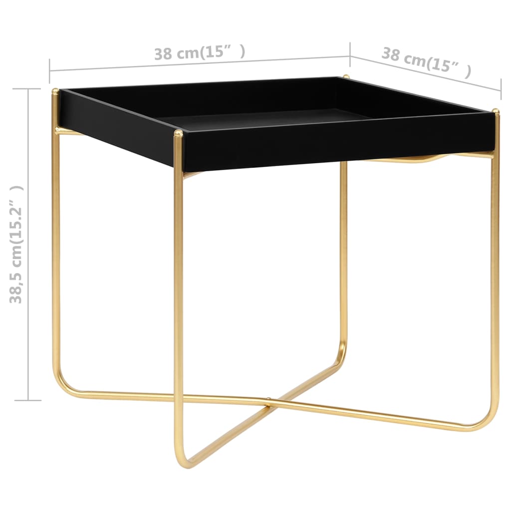 Mesa auxiliar negra y dorada MDF 38x38x38,5 cm
