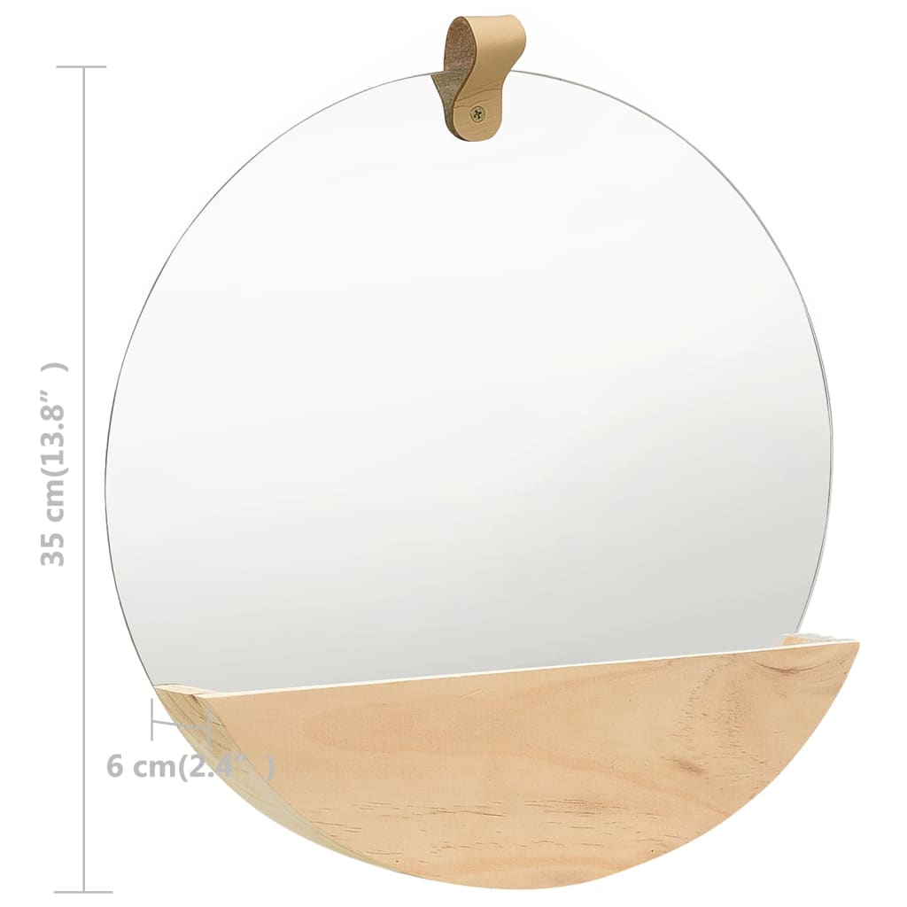 Espejo de pared de madera maciza de pino 35 cm