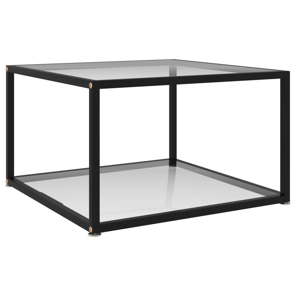Black tempered glass coffee table 60x60x35 cm